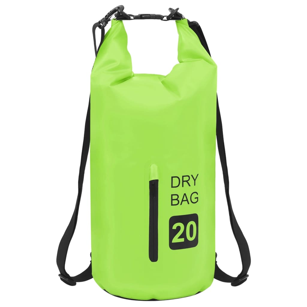 vidaXL Dry Bag with Zipper Green 5.3 gal PVC-0