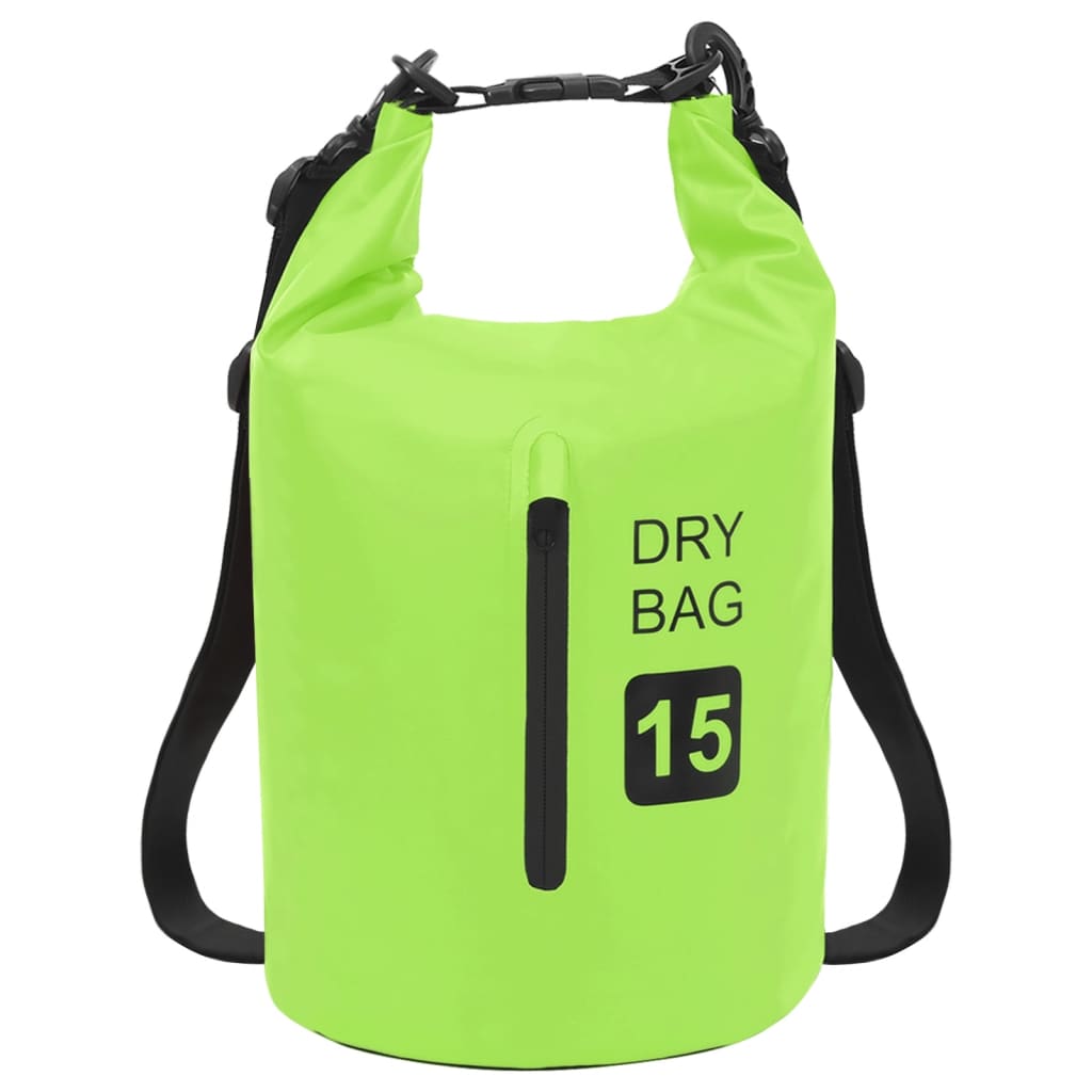 vidaXL Dry Bag with Zipper Green 4 gal PVC-0