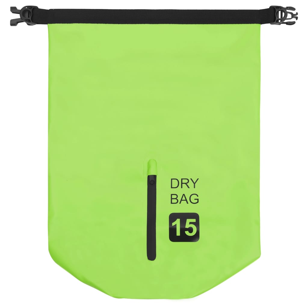 vidaXL Dry Bag with Zipper Green 4 gal PVC-1