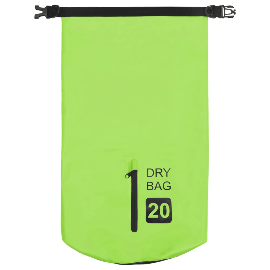vidaXL Dry Bag with Zipper Green 5.3 gal PVC-1